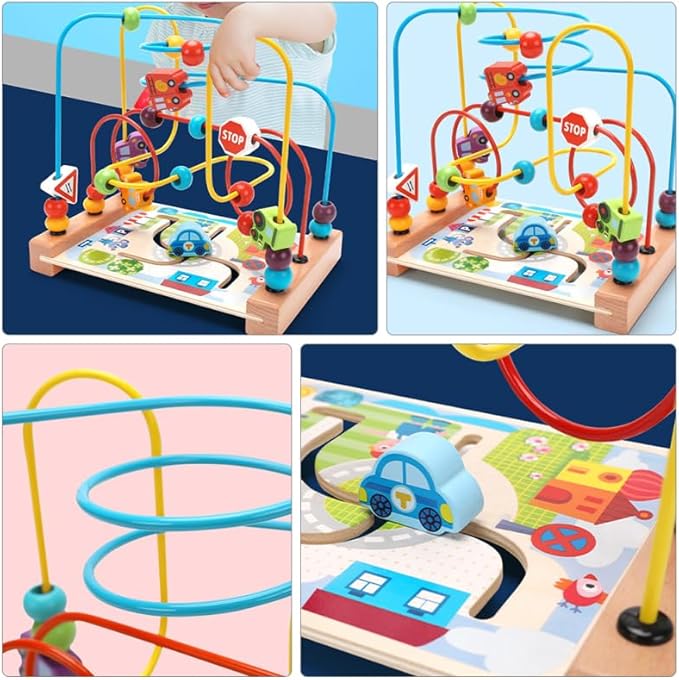 Alasum Ocean-Themed Wooden Bead Maze Toy for Toddlers Ages 1-5 - Montessori Educational Activity Center for Fine Motor Skills and Sensory Learning - Colorful Bead Puzzle and Sequencing Toy for Kids