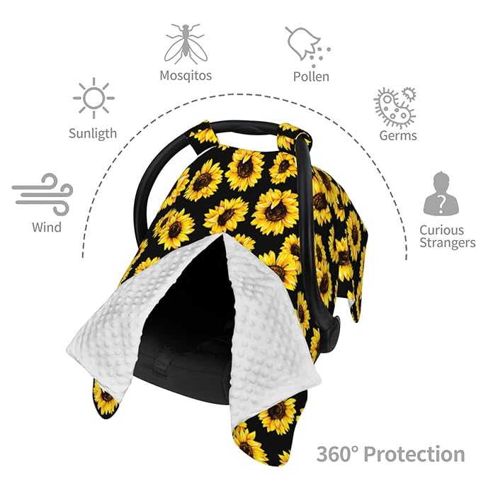 Sunflower Baby Car Seat Canopy Cover 39x27.5 Inches Multi Use Nursing Cover for Newborn Car Seat Canopy Mom Nursing Breastfeeding Covers Newborn Shower Gifts