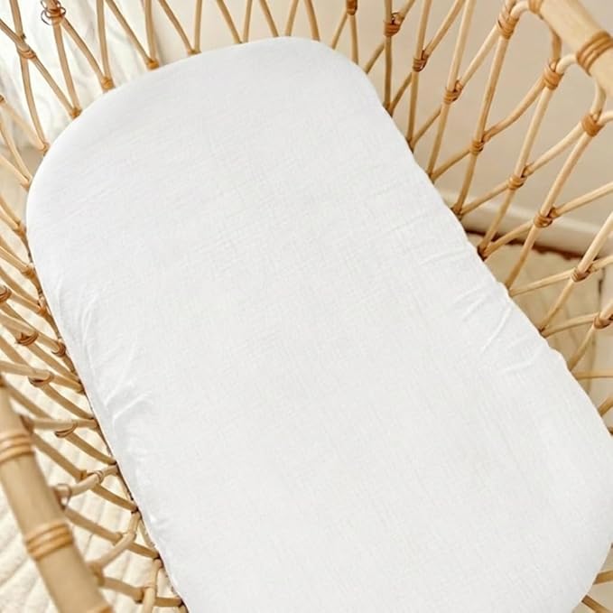 Muslin Baby Lounger Cover 2 Pack, Soft Breathable Newborn Lounger Pillow Cover for Boys Girls Infant (White & White)