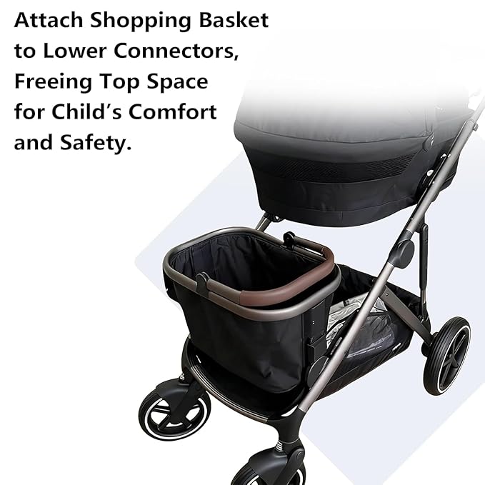 Basket Adapter for Stroller 2 Pack - Compatible with Cybex Gazelle S, Converts Lower Frame to Shopping Basket Holder, Free Up Top Basket Space for Baby, Easy Clip-On Installation