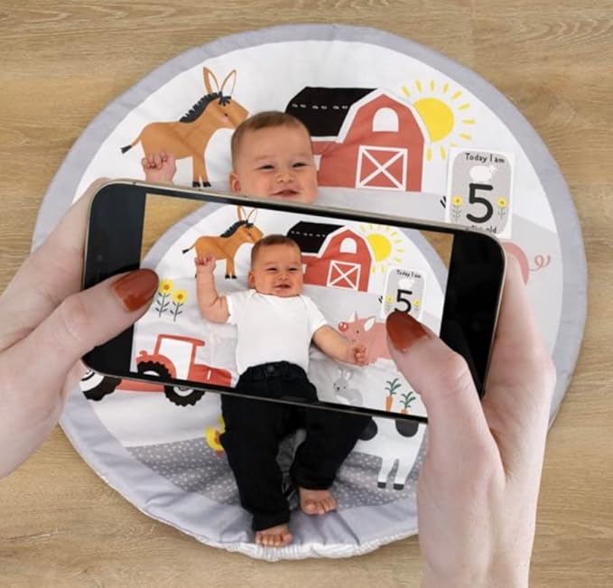 Parent's Choice Milestone Playmat with Marker Cards, Boy, Girl, Tummy Time (Farm)
