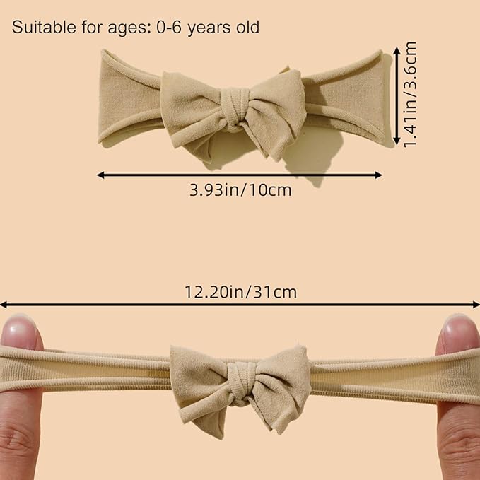 6pcs Nylon Headbands, Stretchy Knot Hair Accessories Gift, Double Layer Soft Elastic Hairbands for Newborn, Infant, Toddler Girls (Multicoloured)