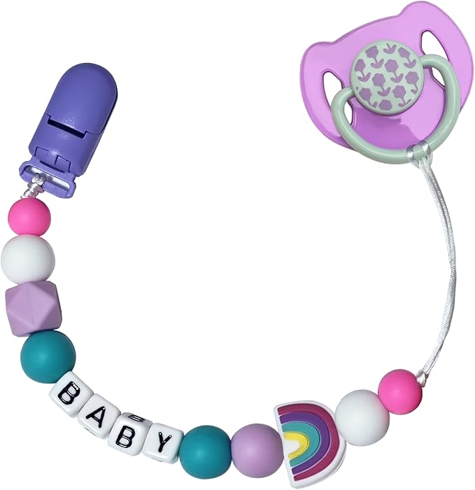 Purple Clip Chain with Magnetic Pacifier for Reborn Baby Dolls Feeding Toy Accessories for Kids Gift