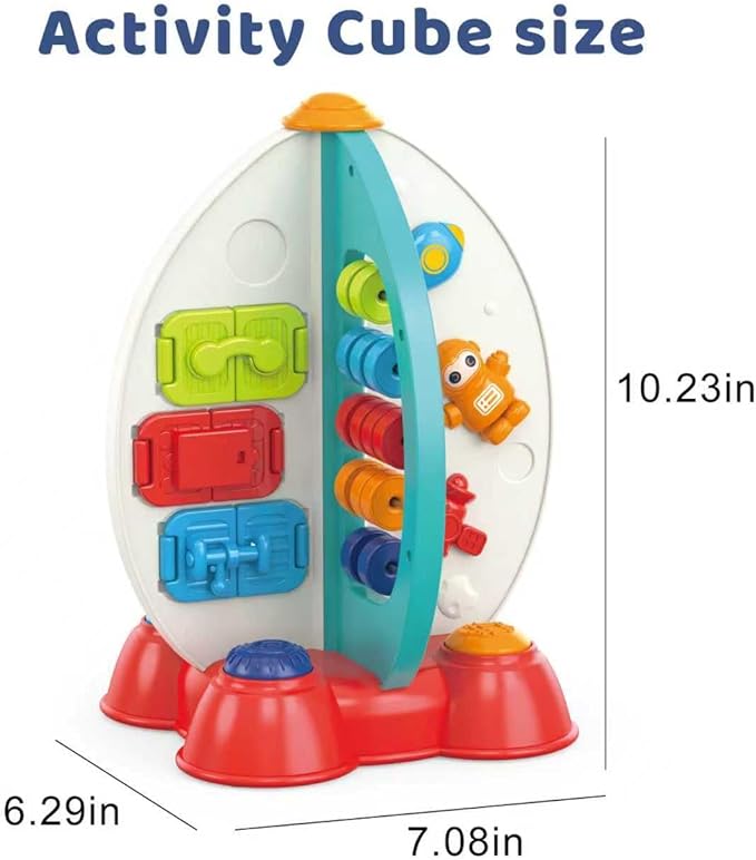 Space Toy for Toddlers 1-3, Musical Rocket Toy for 1 Year Old Boys Girls, Sensory Fine Motor Skills Interactive Toy with Lights & Songs, Birthday Gifts for Boys Girls