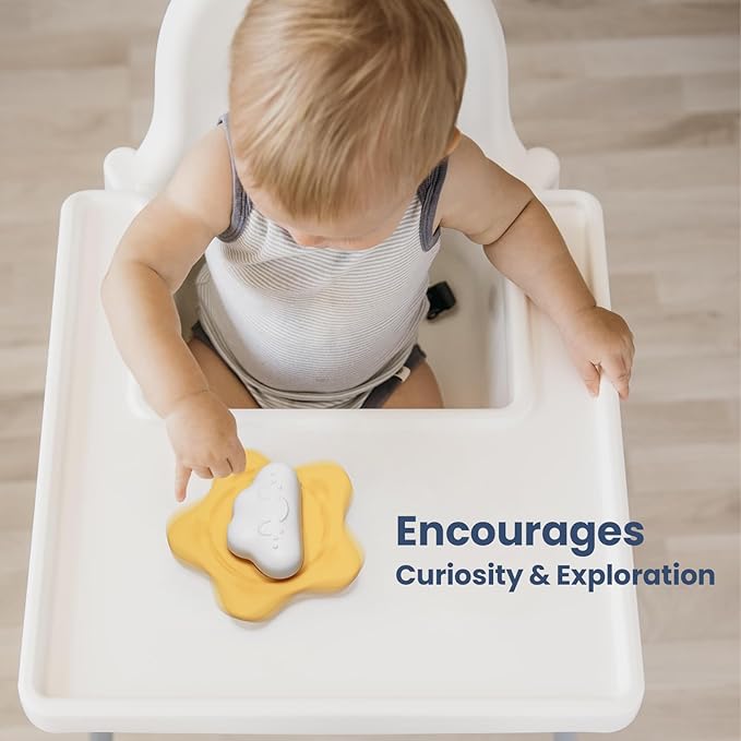 Silicone Suction Spinner Toy for Toddlers, Cloud & Star Design Sensory Spinning Toy with Suction Cup for Windows, Tubs, Airplane Travel, Highchair, BPA-Free Teething-Safe Baby Fidget Toy