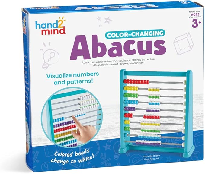 Hand2Mind Color Changing Plastic Abacus, Abacus for Kids, Math Manipulatives, Counting Rack, Educational Toys for Elementary Kids (Set of 1)