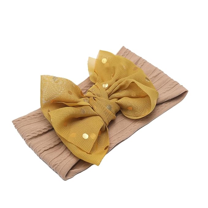 Baby Girl Top Bow Head Wrap, Stretchy Knitted Headband with Chiffon Bow 3Pcs for Newborn Infant Toddlers (ML23098)