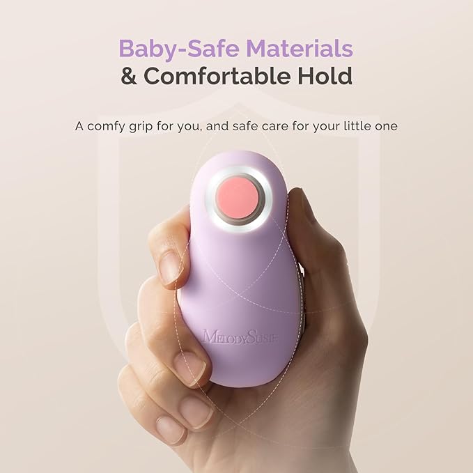 MelodySusie Baby Electric Nail File Kit, PC20F Cordless & Safe Nail Trimmer with Night Light, Quiet Operation for Newborns, Infants, Toddlers, Gentle Nail Care Clipper, Purple