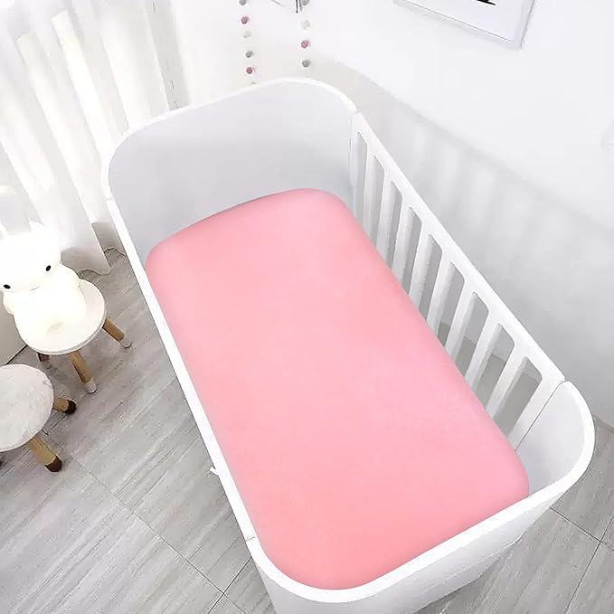 Satin Fitted Soft & Silky Crib Mattress Sheet (52"x28"x8") for Baby Hair & Skin, Pink Satin Baby Sheet, 1 Pack