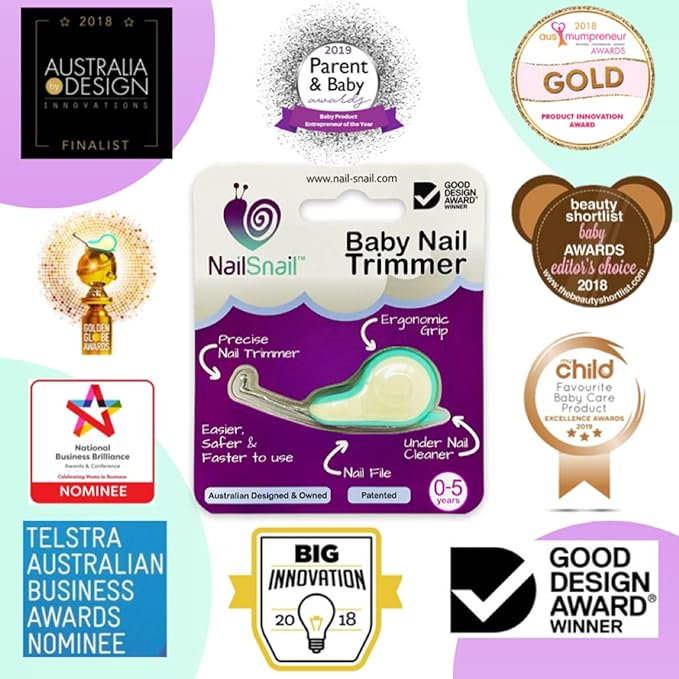 NAIL SNAIL Baby Nail Trimmer, Nail File & Under Nail Cleaner. Baby Nail Care Kit, 3-in-1 Baby Nail Care Set: Baby Manicure and Pedicure kit for Newborns, Infants and Toddlers.