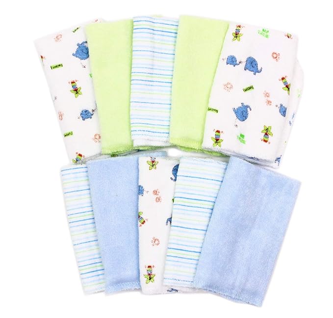 Spasilk Baby 10 Pack Soft Terry Bath Washcloth Wipes