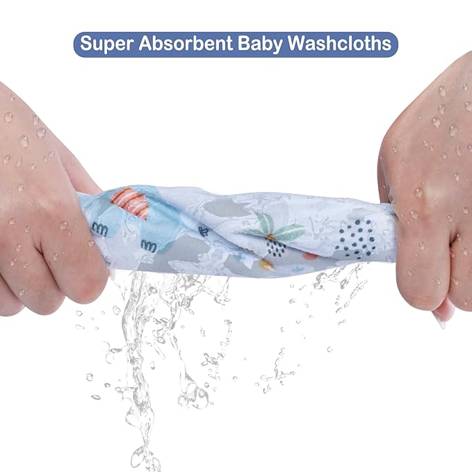 Viviland Baby Washcloths 24 Pack, Toddler Wash Cloths for Bath, Super Soft & Absorbent Bath Towel for Newborn and Infants, Baby Towels Care for Baby's Sensitive Skin