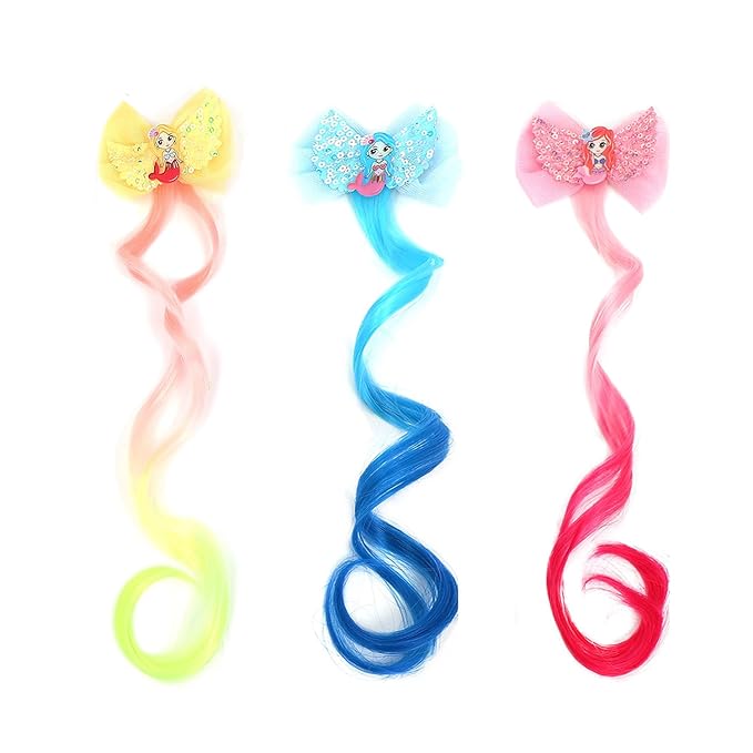 5- Colored Hair Clips For Girls Hair Extensions For Kids Glitter Cute Unicorn Bows For Toddler Kids Hair Accessories For Little Girls Ponytails Accessories (Pretty clips 5pcs)