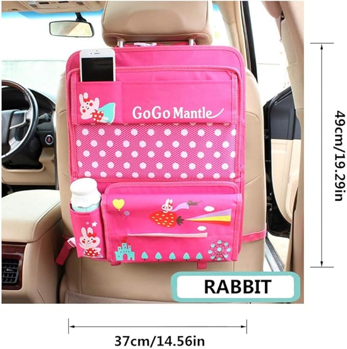 Cute Cartoon Car Backseat Organizer Auto Car Foldable Table Tray Seat Back Storage Bag Organizer for Baby Kid