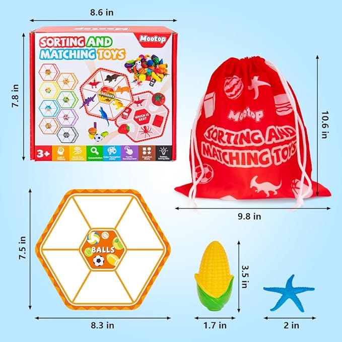 Sorting Toys for Toddlers, Match Card & Sort Game Set, Sensory Toys, Multiple Themes Fine Motor Sorting Games, Preschool Educational Learning Toys Sorting Matching Playset for Boys and Girls