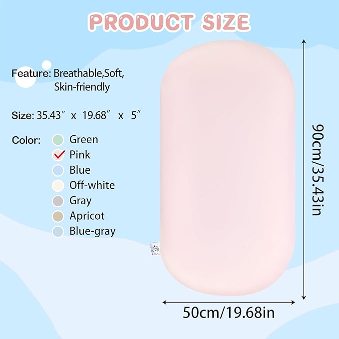 Lucakuins Infant Support Cushion, 0-24 Months Newborn Baby Support Cushion with Cover, Portable Playing Time Mat for Home and Travel, Soft Cotton, Supervised Use, Baby Essentials Gift (Lovely Pink)
