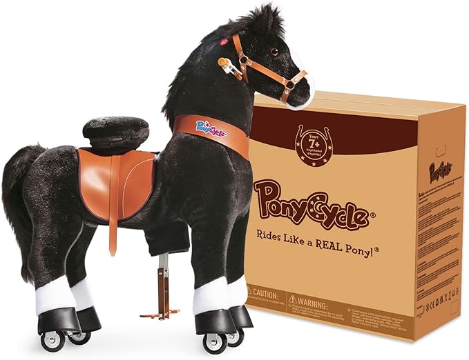 PonyCycle Large Riding Horses for Big Kids Classic Model U (with Brake/ 42.5" Height/Size 5 for Age 7-12) Riding Pony Cycle U5 Mechanical Horse Black Ux526