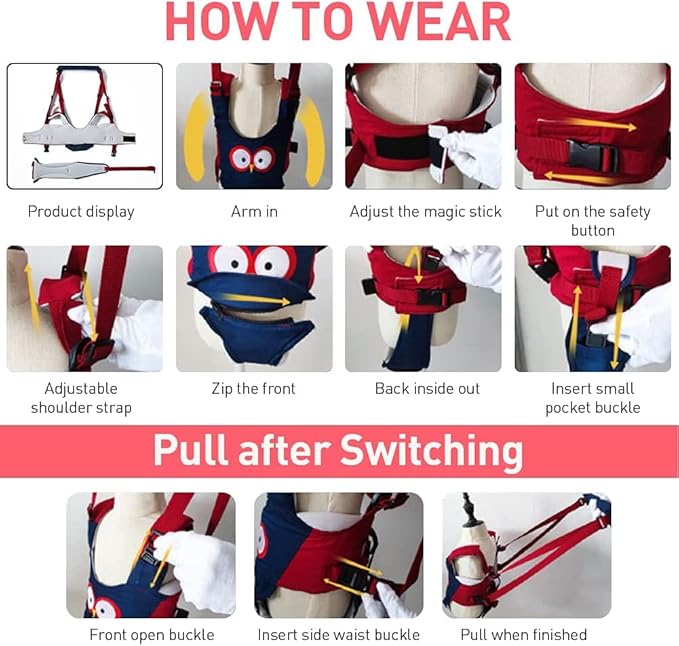 Baby Walking Helper, Adjustable Baby Walking Assistant Toddler and Walking Learning Helper Infant Walking Belt, Detachable Toddler Walking Harness for 6-36 Months Baby Infant Toddler Kids (B)
