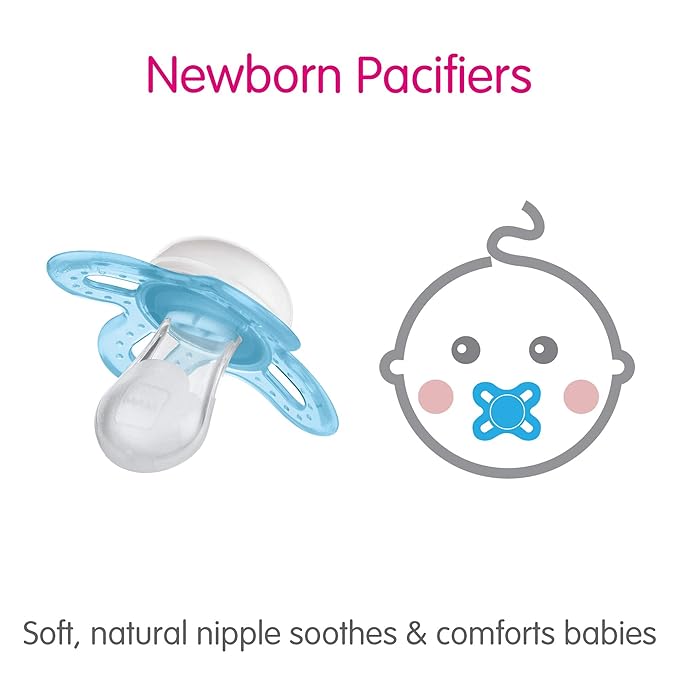 MAM Night Pacifiers with Glow-in-Dark Buttons, 0-6 Months (2 Pacifiers & Case) & MAM Original Newborn Pacifiers, 0-3 Months (2 Count)