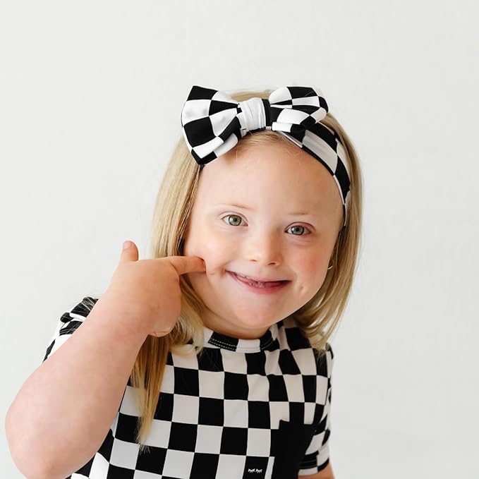 Little Sleepies Luxe Bow Headband, Checks