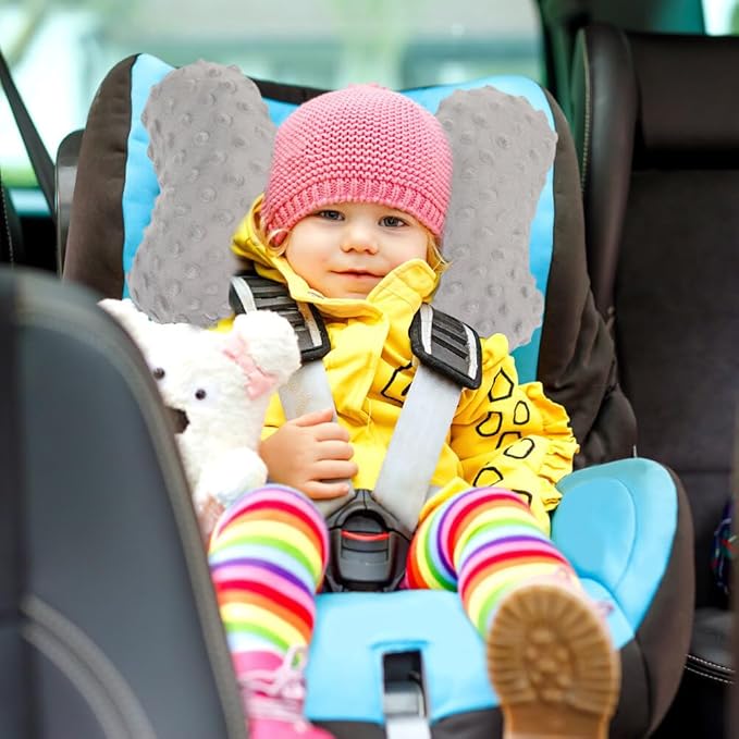 Surakey Adjustable Infants and Baby Neck Head Support, U-Shape Children Travel Pillow Cushion Protective Mats for Car Seat Backrest Dining Chair, Offers Protection Safety for Kids (Pink)