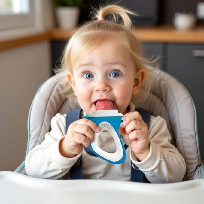 Lulyboo Baby Self-Feeding Feeder with 3-Stage Silicone Nipples | BPA-Free, Mess-Free Mesh Pouch, Ergonomic Handle for Toddler and Infant, Teething Aid, Introduces Fruits & Purees, Easy to Clean