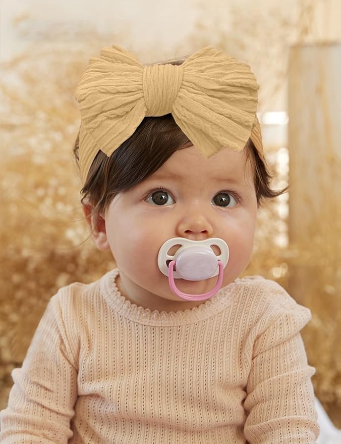 Nylon Blue Baby Headbands Bows, Stretchy Gray Infant Headband Bows for Baby Girls Boys Newborn Head Wraps Toddler Unisex (03H-12)