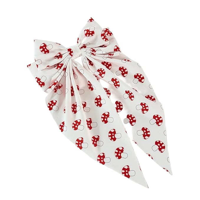 Kids Girls Mushroom Hair Clips Bow Mushroom Pattern Hair Pin Kids Girls Mushroom Print Hairclips BBW03 (Bow-B1)