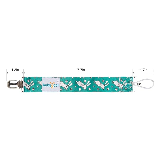 Babygoal Rabbit Pacifier Clips, 6 Pack Pacifier Holder Clips for Baby Boys and Girls Fits Most Pacifier Styles