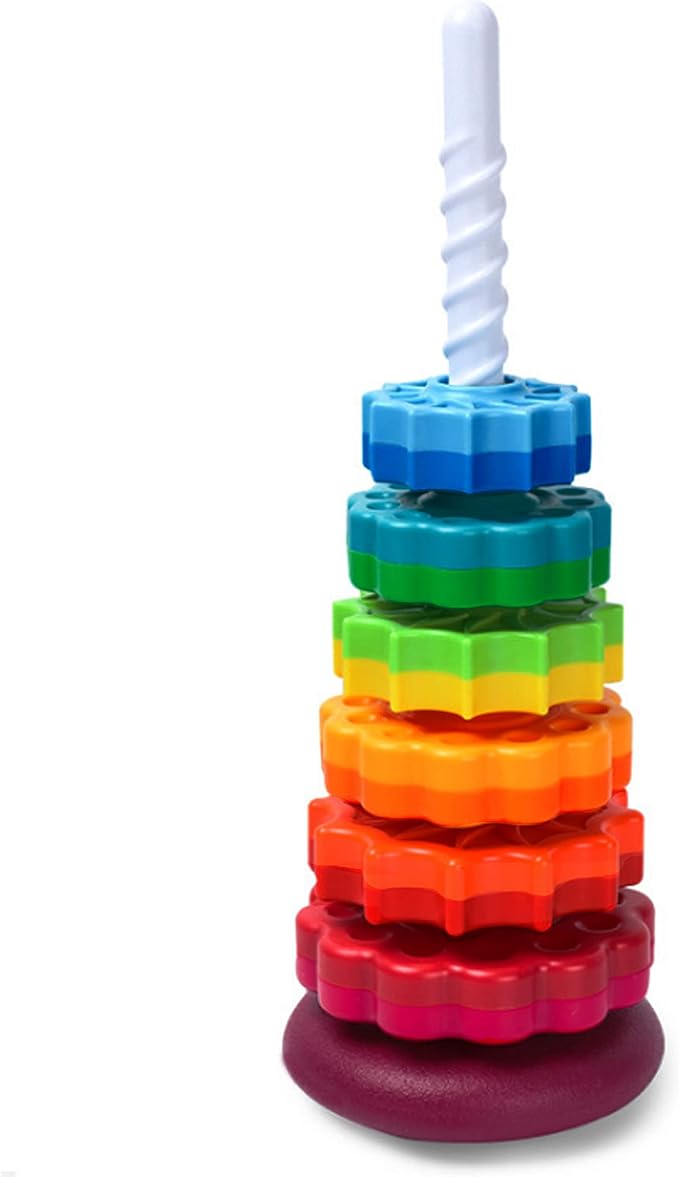 Baby Spinning Toy, Stacking Toy for Babies and Toddlers, Educational Toddler Learning Toys, Rainbow Spinning Wheel Toy for Focus, Dexterity, Brain Development, Interactive Learning stacking toys