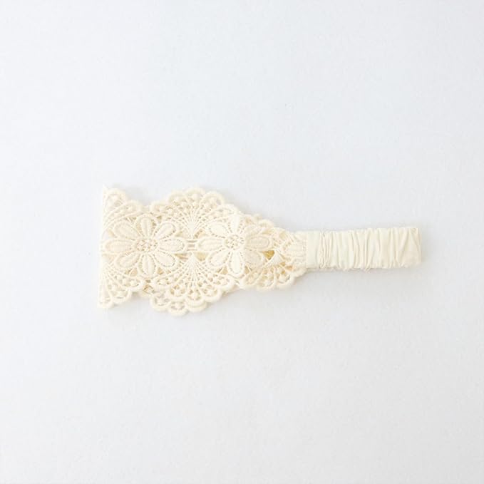 Baby Girls Hairband Soft White Bow Lace Headband Elastic Floral Hairbands Hair Accessory for Newborn Infant Toddler
