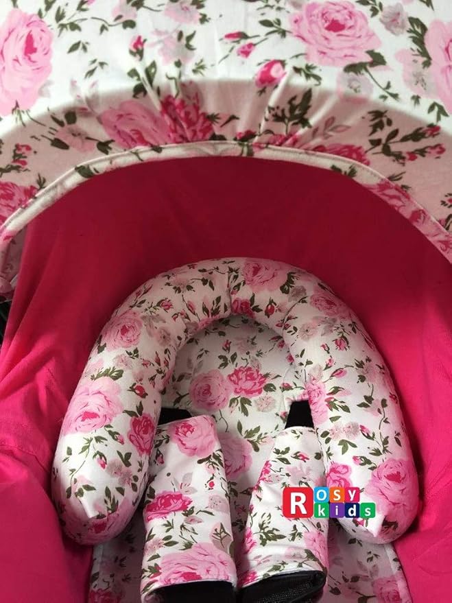 9pc Ultimate Set of Infant Car Seat Cover Canopy Headrest Blanket Hat Nursing Scarf, 25JE02