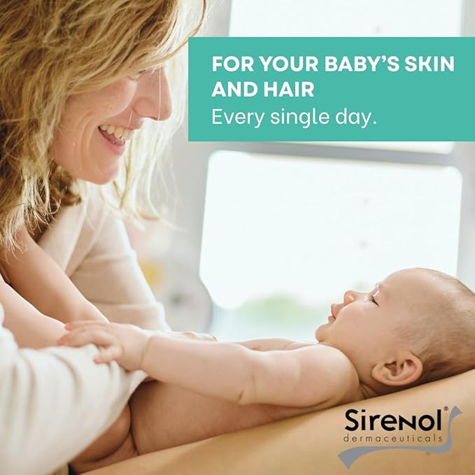 Sirenol Organic Baby Shampoo & Body Wash - Cosmos Certified, Dermatologist Tested, Detangling, Sensitive & Tear-Free Natural Formula, Clean Ingredients, 13.5oz