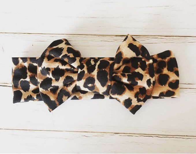 Baby Girls Leopard Headband Bow Turban Headband for baby Wide Hair Band 2 Pack TSFD40