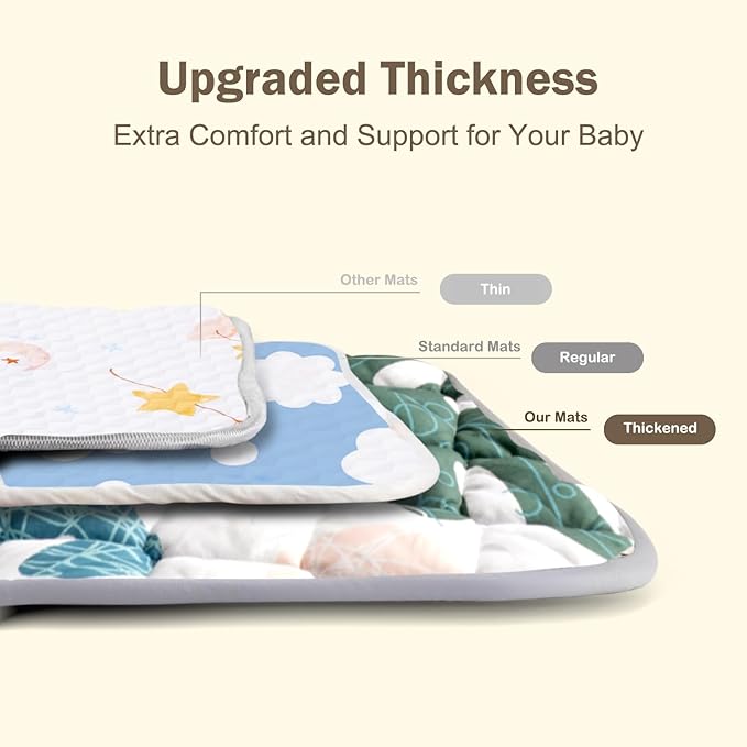 Sinhaklóho 50" x50" Foldable Thicker Foam Baby Play Mat for Playpens & Floors - Soft, Non-Slip & Odor-Free Crawling Mat for Infants & Toddlers, Machine Washable, Botanical Bliss Design