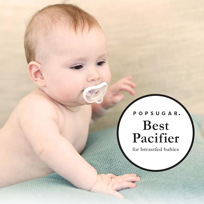 Nanobebe Baby Pacifiers 0-3 Month - Orthodontic, Curves Comfortably with Face Contour, Award Winning for Breastfeeding Babies, 100% Silicone, Perfect Baby Registry Gift 2pk, Sage
