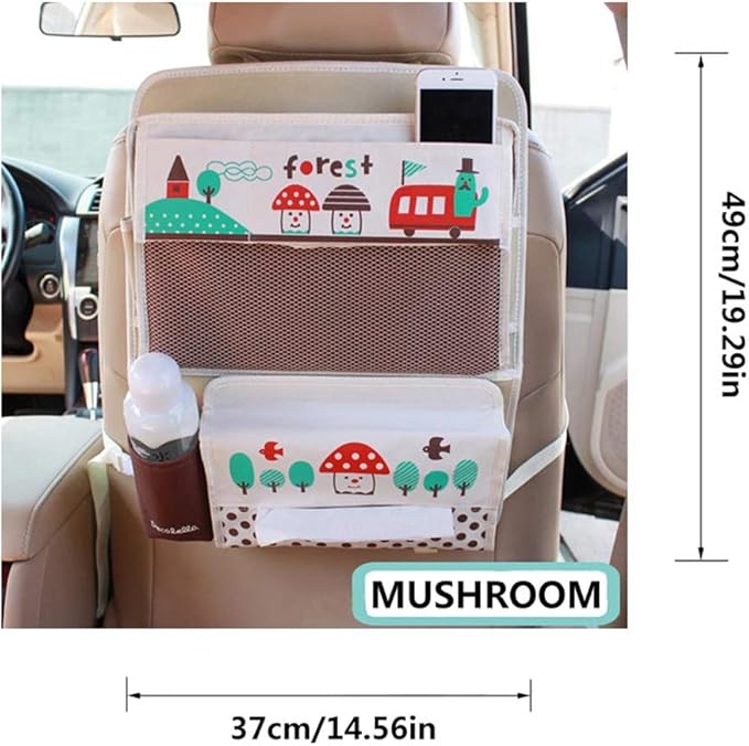 Cute Cartoon Car Backseat Organizer Auto Car Foldable Table Tray Seat Back Storage Bag Organizer for Baby Kid