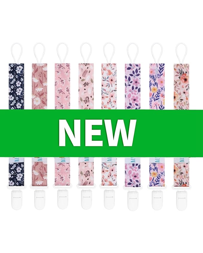 ALVABABY Pacifier Clips 8 Pack Pacifier Binky Paci Holder Leashes for Baby Teethers 8DP13