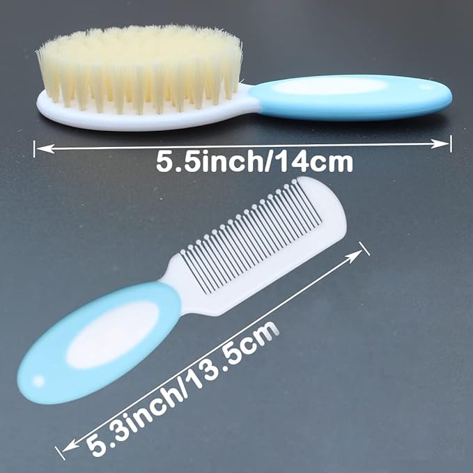 Baby Hair Brush and Comb Set, Baby Brush with Soft Natural Bristles