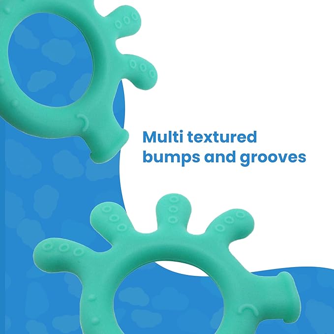 Gadgetime USA Silicone Finger Teether Toy - Handheld Teething Relief for Girls & Boys - Chew Toy - Stimulating & Soft Soothing Chew Toys - BPA Free - Green