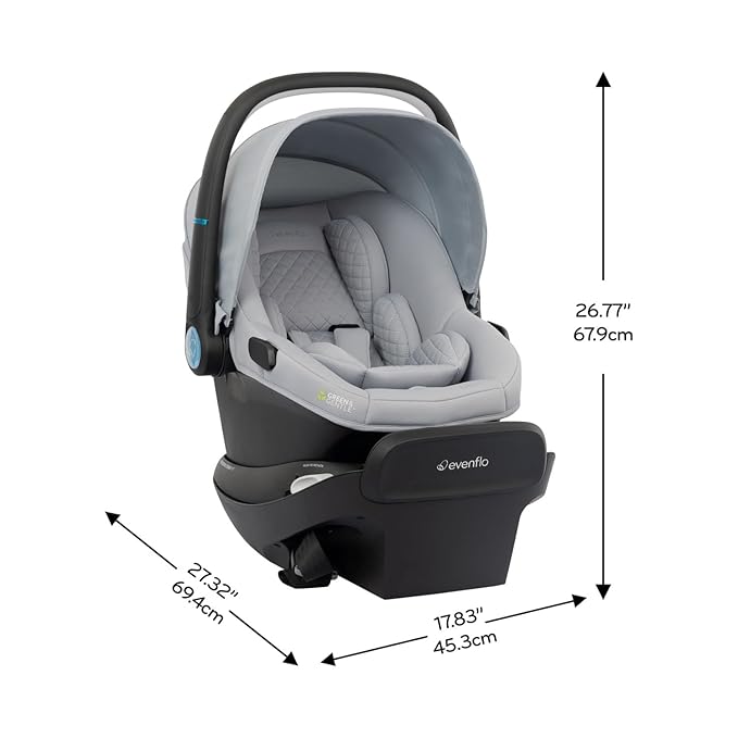 Evenflo Revolve180 LiteMax NXT Rotating Rear-Facing Lightweight Preemie and Infant Car Seat 3-30lbs. with SensorySoothe. Easy Install with Base (Quartz)