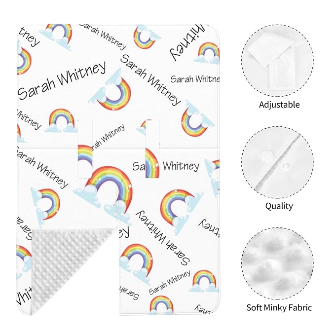 Personalized Baby Car Seat Cover Canopy with Name for Girls Boys Custom Rainbow Baby Carrier Covers
