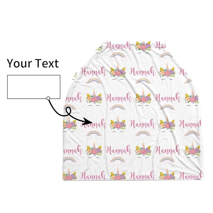 Personalized Baby Car Seat Cover Stroller Canopy: Custom Name Newborn Baby Girl Elastic Pink Nursing Cover for Moms First Birthday Gift(one Size)