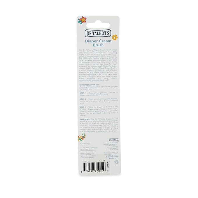 Dr. Talbot's Diaper Cream Brush for Babies - Diaper Rash Cream Applicator with Suction Base - Full Size - Aqua Blue