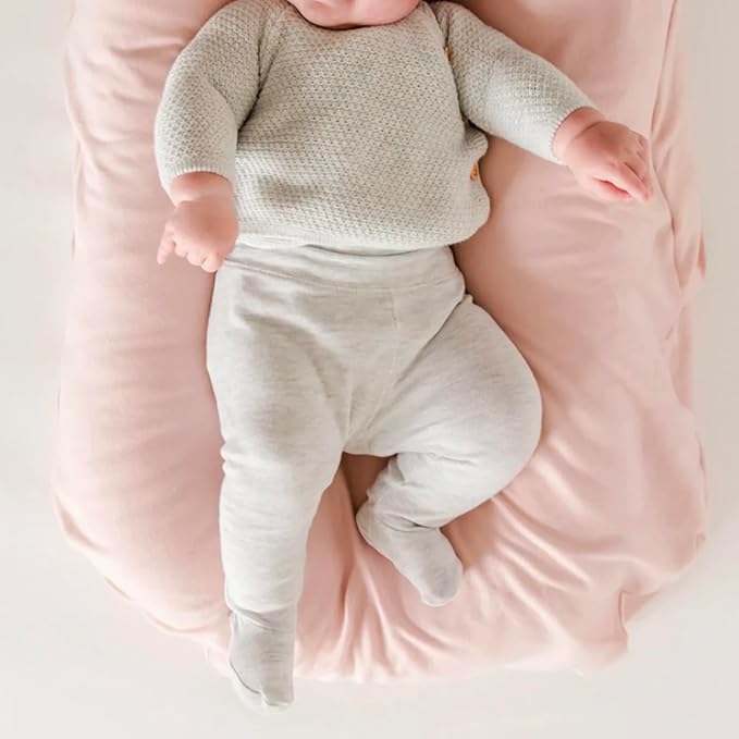 Baby Lounger - Snuggle Cozy Me Infant Lounger for Newborn 0-12 Months, Flannel Cover,Portable Breathable & Soft Baby Nest Lounger for Home and Travel - Pink