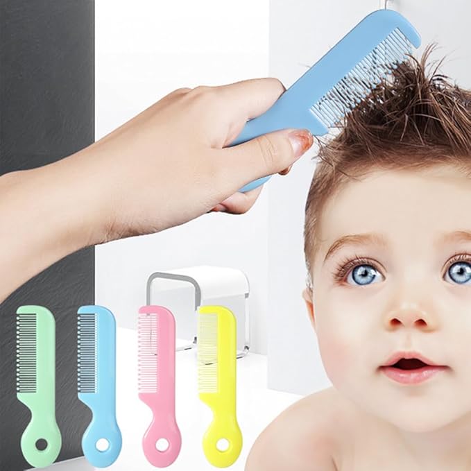 4Pcs Round Colorful Tip Bristles Baby Cute Comb Baby Grooming for Sensitive Scalp Skin, for Nursery Newborn Infant Girl Boy Kids Comb Baby,Grooming and Healthcare Kits,Baby Comb,Baby Grooming Kit