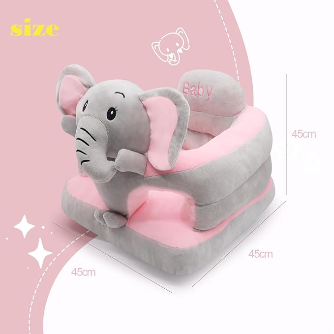 vocheer Sit Me Up Floor Seat for Baby Chair for Sitting Up Support Seat Sofa Plush Animal Shaped Baby Learning to Sit Chair for 3-24 Months Girls and Boys, PP Cotton Full Filling,Elephant