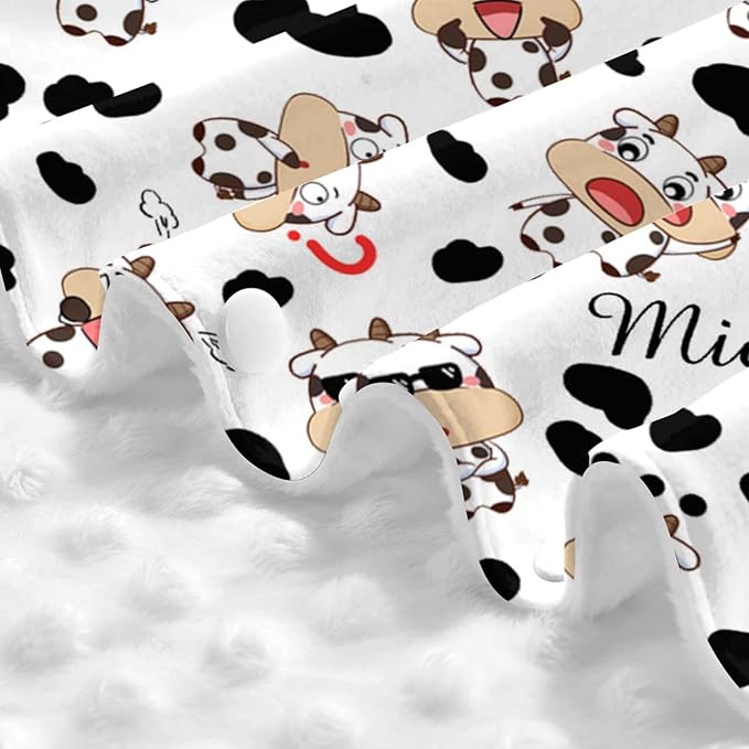 Personalized Cute Cow and Cow Spot Baby Infant Car Seats Canopy for Babies with Name, Custom Car Seat Covers for Baby Boys Girls, Peekaboo Minky Nursing Breastfeeding Stroller Canopies for Newborn