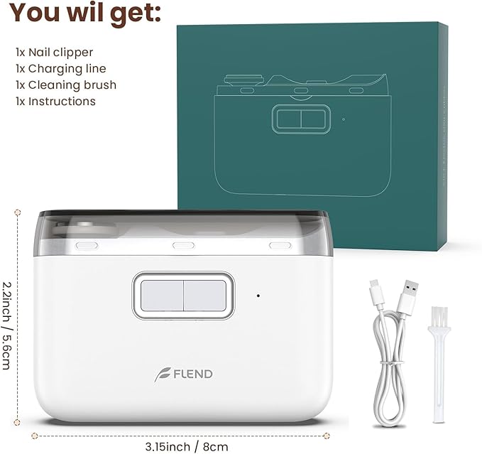 Electric Nail Clipper,Automatic Nail Clipper,Rechargeable 2 Speed Nail Clippers Set,45DB Nail Kit,LED Light Electric Nail Clippers for Kids,Adults,Seniors,2 in 1Design Manicure Set Portable White