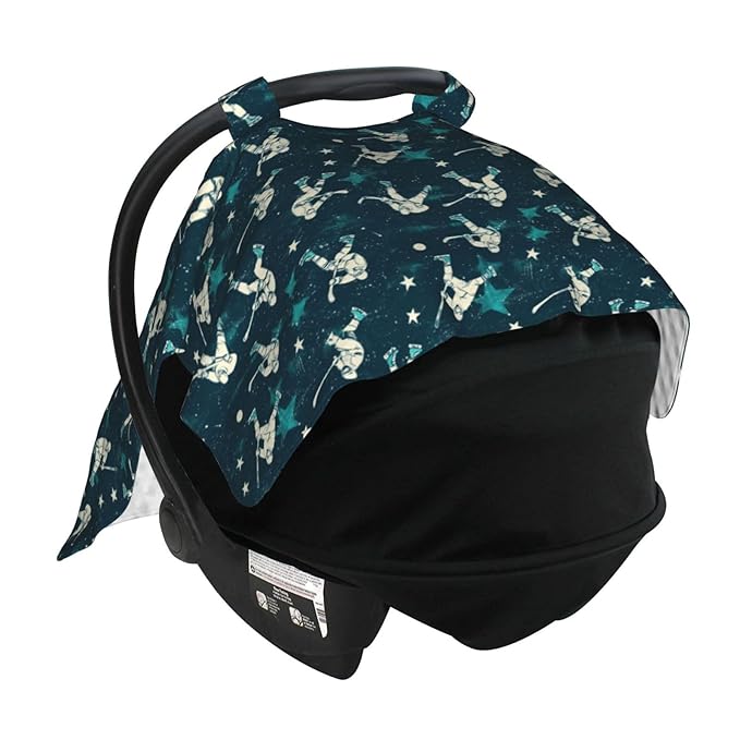 Hockey Player A Print Baby Car Seat Covers, Breathable Nursing Cover Breastfeeding Cover, Stroller Covers, Baby Boys Girls Newborn Essentials, Multi-use Infant Carseat Canopy